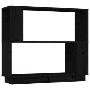 Schwarzes Kiefer Massivholz Bücherregal 80x70 cm