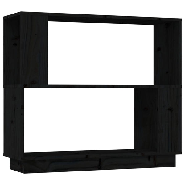 Schwarzes Kiefer Massivholz Bücherregal 80x70 cm