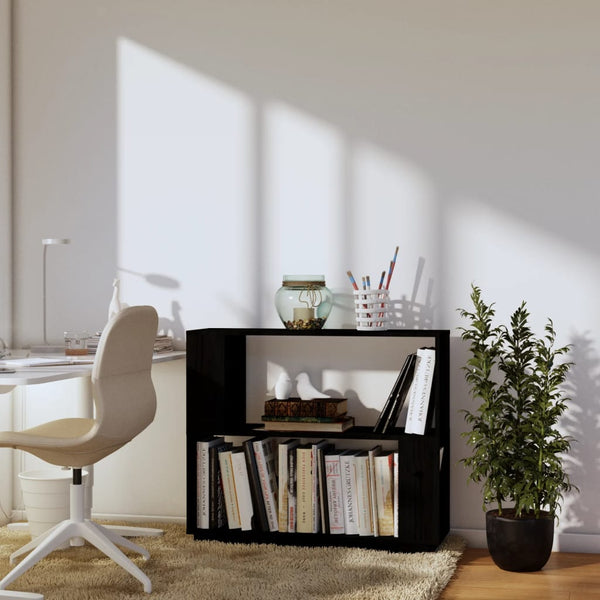 Schwarzes Kiefer Massivholz Bücherregal 80x70 cm