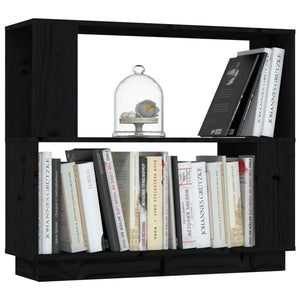 Schwarzes Kiefer Massivholz Bücherregal 80x70 cm