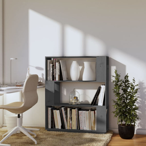 vidaXL Bibliothèque/séparateur de pièce Gris 80x25x101 cm Bois de pin massif