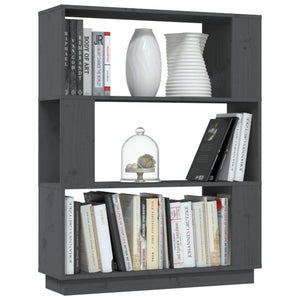 vidaXL Bibliothèque/séparateur de pièce Gris 80x25x101 cm Bois de pin massif