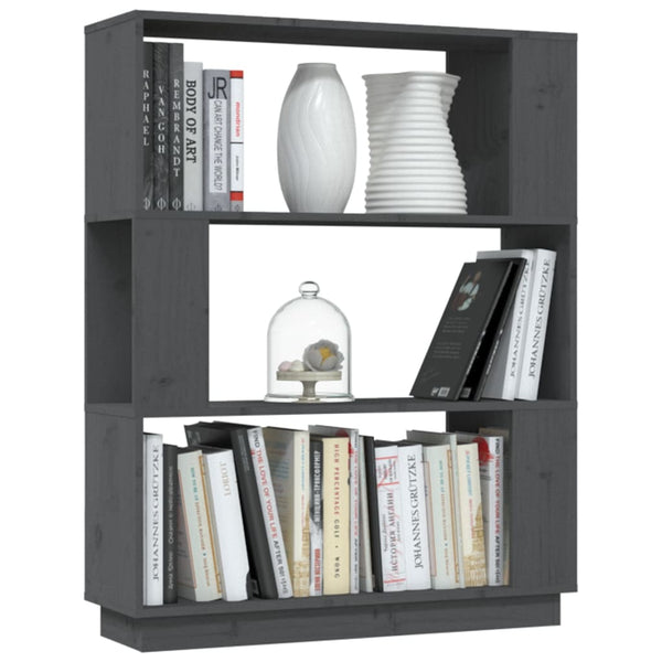 vidaXL Bibliothèque/séparateur de pièce Gris 80x25x101 cm Bois de pin massif