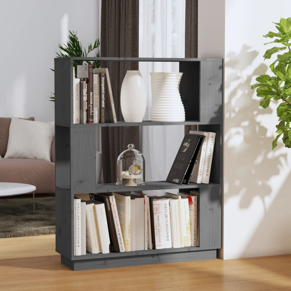 vidaXL Bibliothèque/séparateur de pièce Gris 80x25x101 cm Bois de pin massif