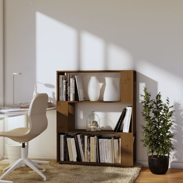Honigbraunes Bücherregal/Raumteiler Massivholz 80x101 cm