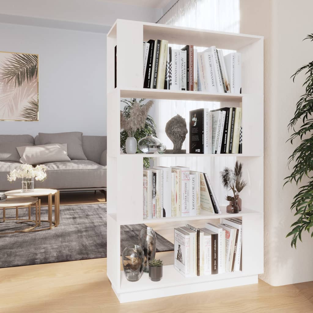 Weißes Bücherregal Raumteiler Kiefer Massivholz 80x132cm