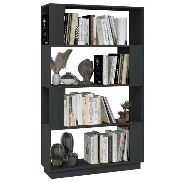 Graues Bücherregal Raumteiler Kiefer Massivholz 80x132 cm