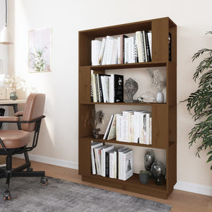 Honigbraunes Bücherregal Raumteiler Massivholz 80x132 cm
