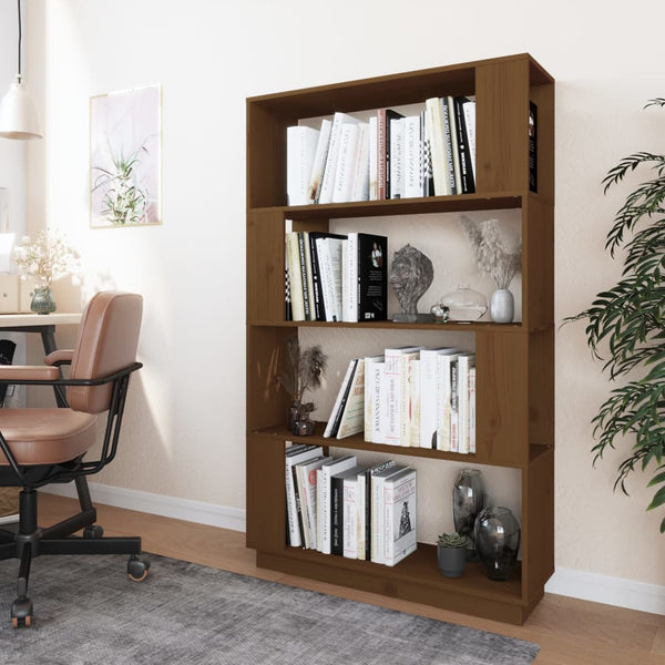 Honigbraunes Bücherregal Raumteiler Massivholz 80x132 cm