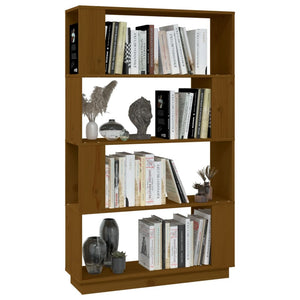 Honigbraunes Bücherregal Raumteiler Massivholz 80x132 cm