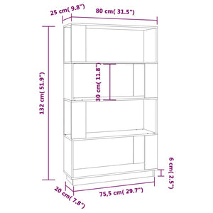 Honigbraunes Bücherregal Raumteiler Massivholz 80x132 cm