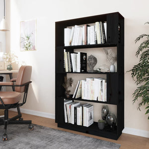 Schwarzes Bücherregal Raumteiler Kiefer Massivholz 80x132cm