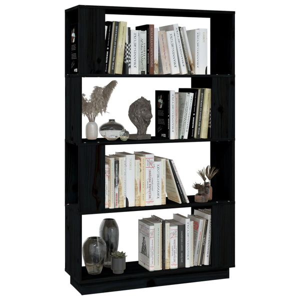Schwarzes Bücherregal Raumteiler Kiefer Massivholz 80x132cm