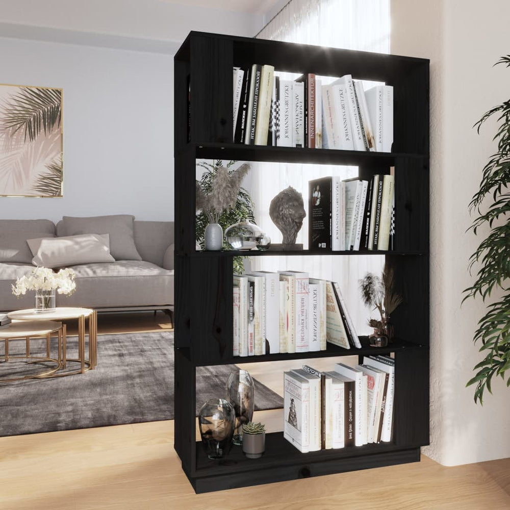 vidaXL Étagère/Séparateur de pièce noir 80x25x132 cm Bois de pin massif