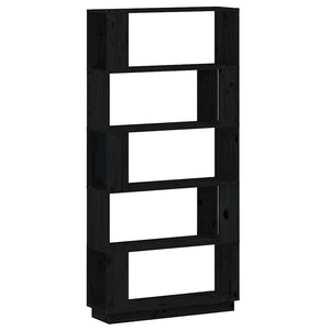 Schwarzes Kiefer Massivholz Bücherregal Raumteiler