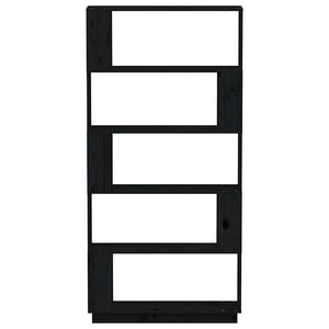 Schwarzes Kiefer Massivholz Bücherregal Raumteiler