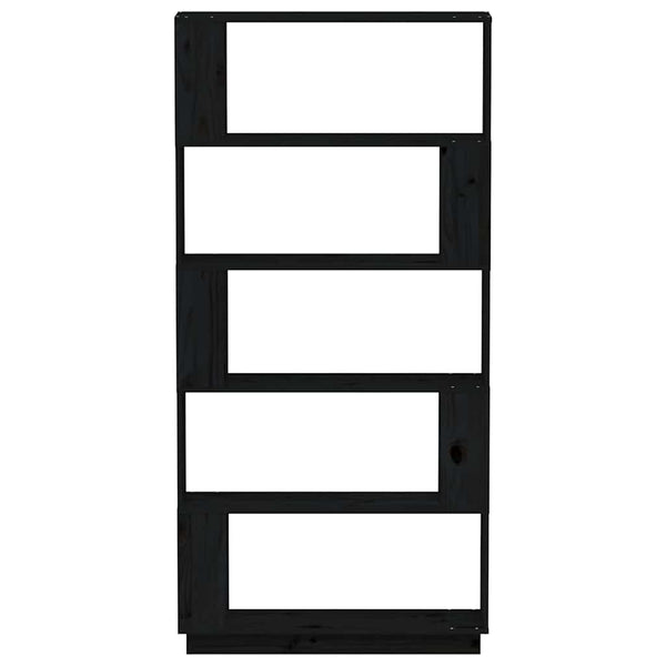 Schwarzes Kiefer Massivholz Bücherregal Raumteiler
