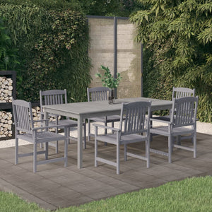 7-tlg. Garten-Essgruppe Massivholz Akazie Grau