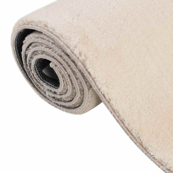 vidaXL Tapis lavable moelleux poils courts 160x230 antidérapant beige