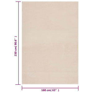 vidaXL Tapis lavable moelleux poils courts 160x230 antidérapant beige