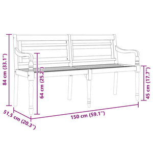 Massivholz Teak Batavia Sitzbank 150cm