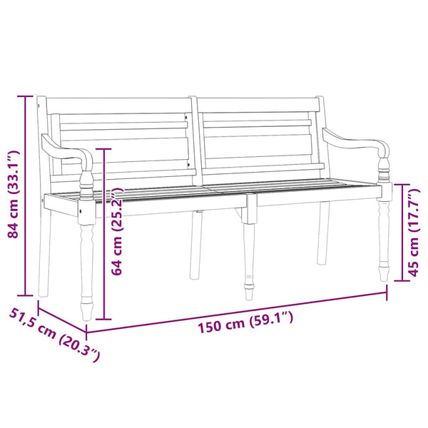 Massivholz Teak Batavia Sitzbank 150cm
