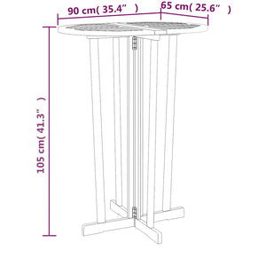 Klappbarer Bartisch Teak Massivholz 90x65x105cm