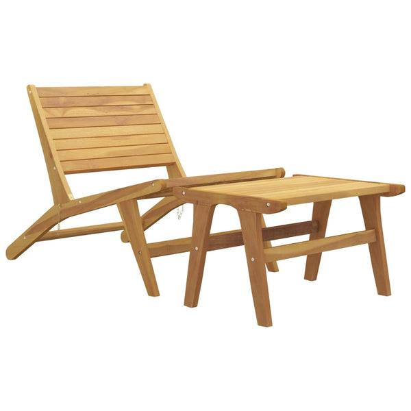 vidaXL Chaise de jardin avec repose-pieds en teck massif