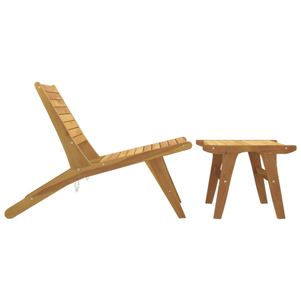 vidaXL Chaise de jardin avec repose-pieds en teck massif