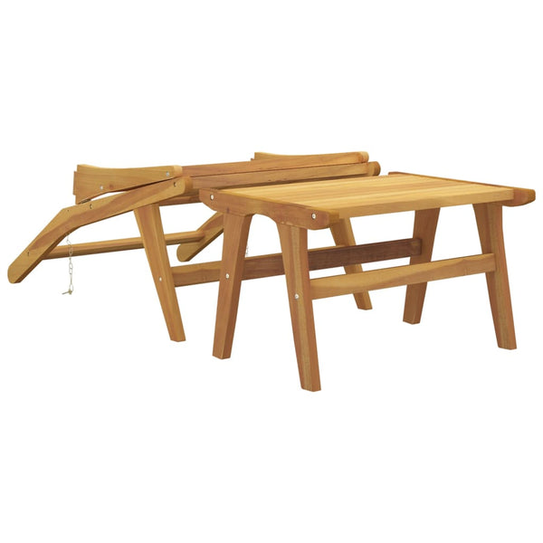 vidaXL Chaise de jardin avec repose-pieds en teck massif