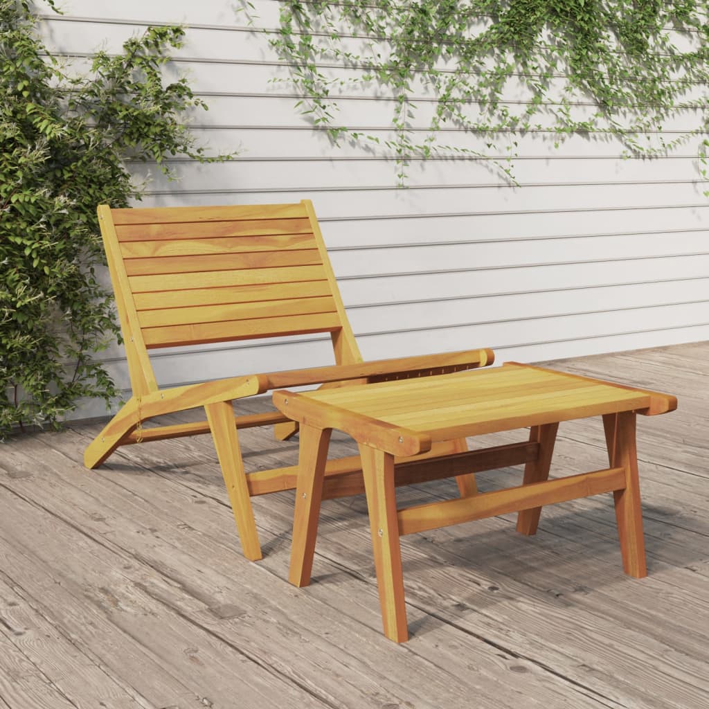 vidaXL Chaise de jardin avec repose-pieds en teck massif