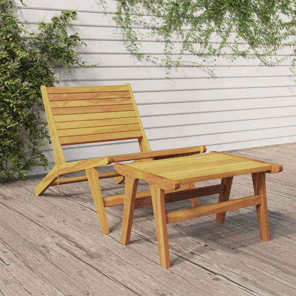 vidaXL Chaise de jardin avec repose-pieds en teck massif