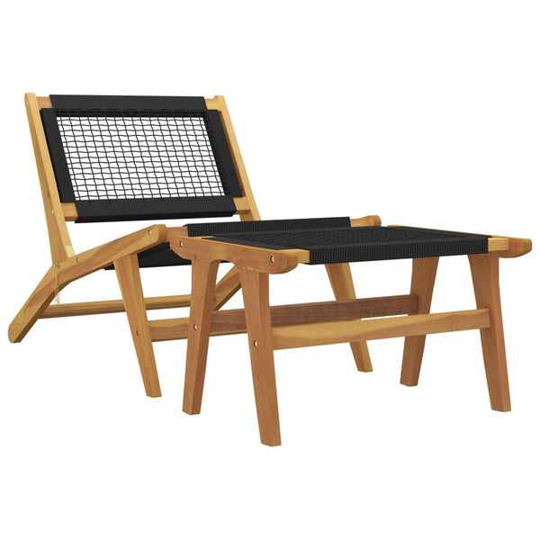 vidaXL Chaise de jardin avec repose-pieds Bois de teck massif et polyester