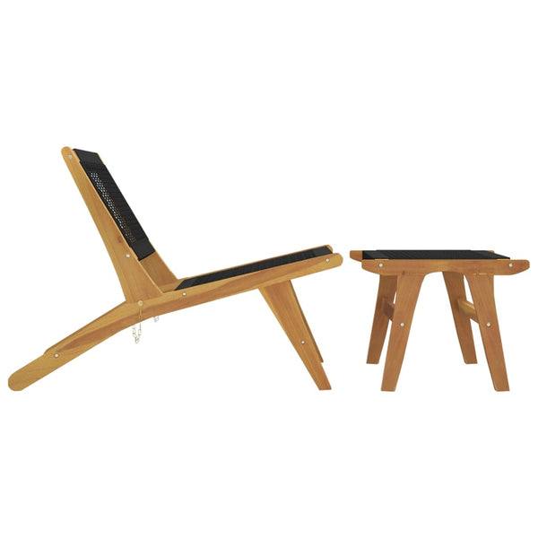 vidaXL Chaise de jardin avec repose-pieds Bois de teck massif et polyester