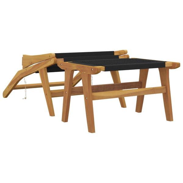 vidaXL Chaise de jardin avec repose-pieds Bois de teck massif et polyester