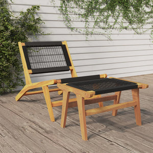 vidaXL Chaise de jardin avec repose-pieds Bois de teck massif et polyester