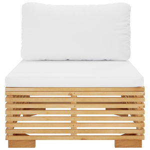 Garten Mittelsofa Teak mit Creme Kissen
