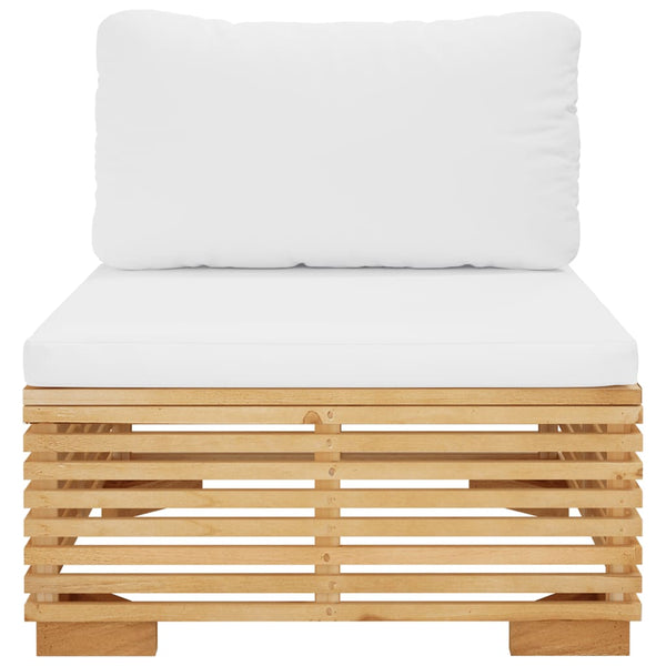 Garten Mittelsofa Teak mit Creme Kissen