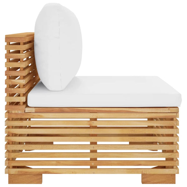 Garten Mittelsofa Teak mit Creme Kissen