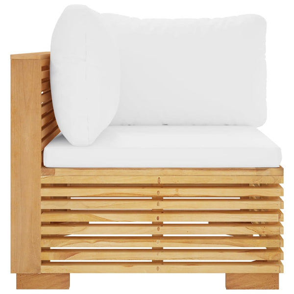 Garten Ecksofa Teak mit Creme Kissen