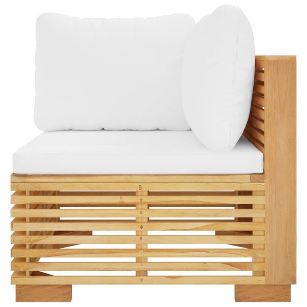 Garten Ecksofa Teak mit Creme Kissen