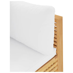 Garten Ecksofa Teak mit Creme Kissen