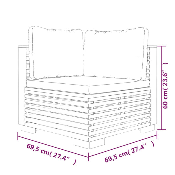Garten Ecksofa Teak mit Creme Kissen