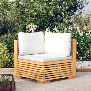 Garten Ecksofa Teak mit Creme Kissen