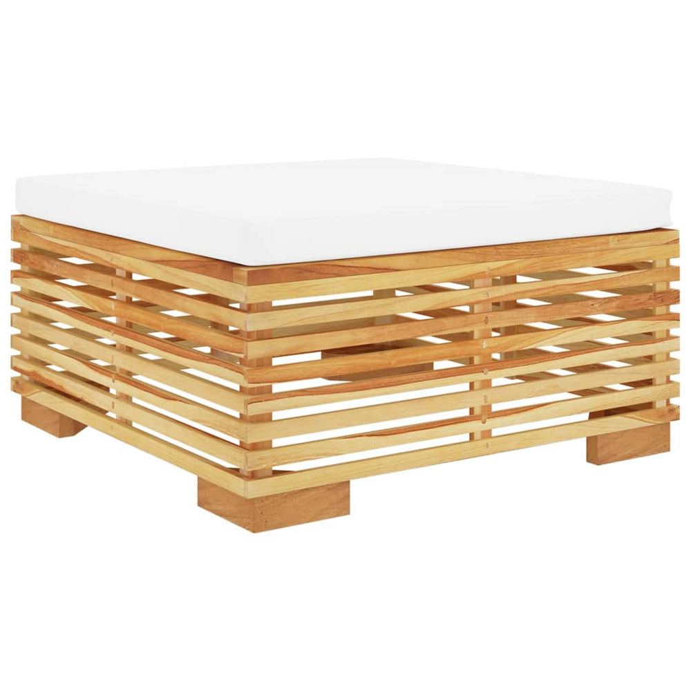 Gartenhocker Teak mit Creme Kissen