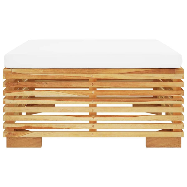 Gartenhocker Teak mit Creme Kissen