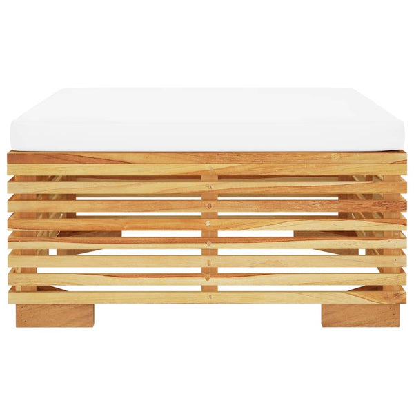 Gartenhocker Teak mit Creme Kissen