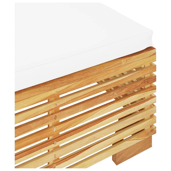 Gartenhocker Teak mit Creme Kissen