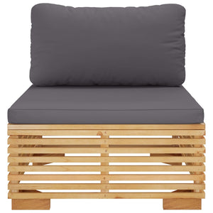 Garten Mittelsofa Teakholz Dunkelgraue Kissen