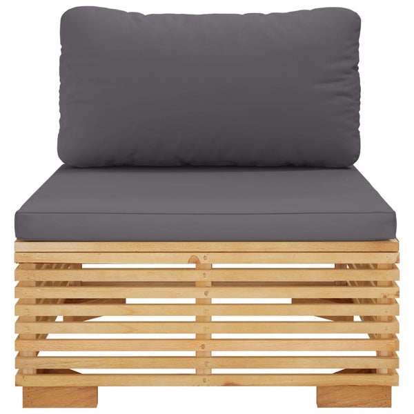 Garten Mittelsofa Teakholz Dunkelgraue Kissen